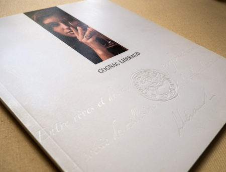 Création mise en page catalogue luxe. Cognac.