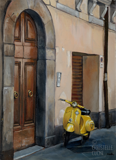 Tableau Artiste Arezzo Toscane vespa Toscane