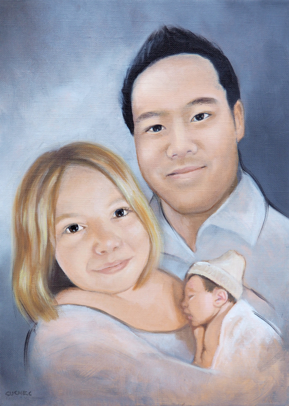 portrait-peinture-Besançon-bebe-famille